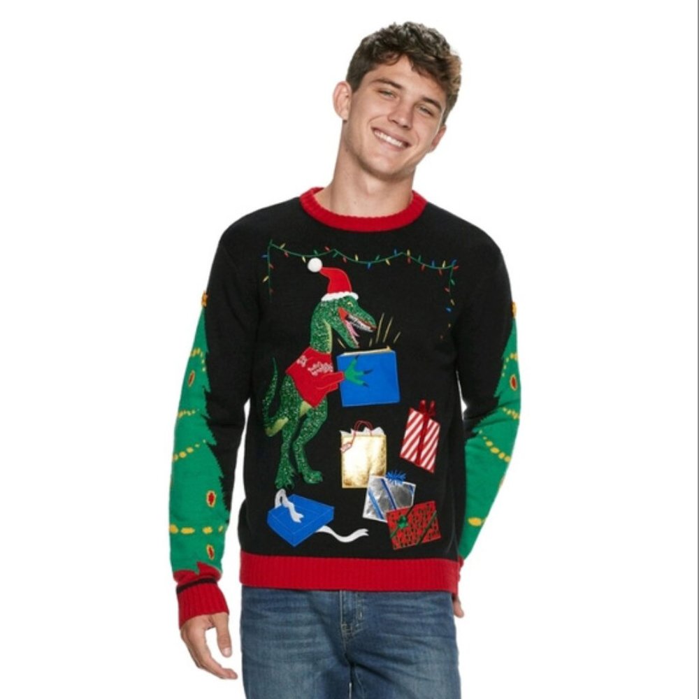 33 Degrees NWT Dinosaur Present Ugly Christmas Sweater XL
